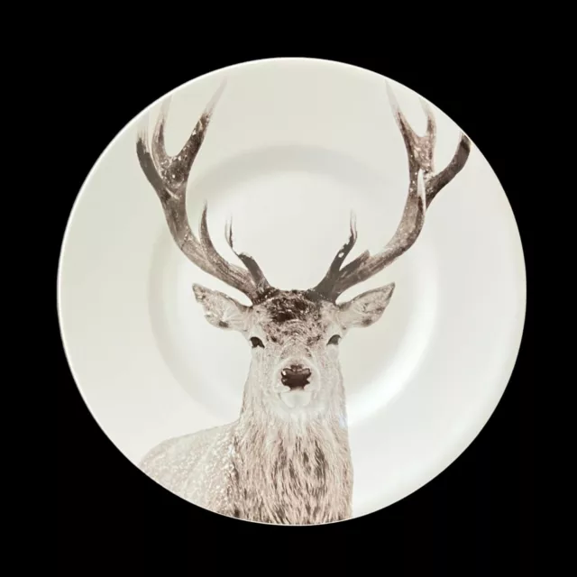Pier 1 Winter Buck Salad Plate 8 5/8" Snow Forest Deer Stag Home Decor Retired