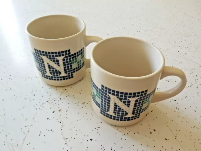 Vintage Monogram Coffee Mugs N Letter Matching Ceramic Mosaic Tile Style