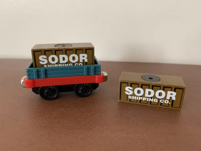 Thomas & Friends LOW CARGO TRUCK CAR Take Play Along Train Sodor Shipping Crates