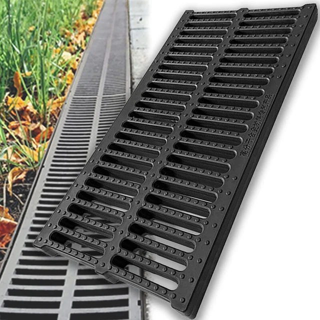 Drain Channel Strainers, Sewer Cover Grates, Kitchen Sewage Ditch,Trench Drainage, Linear Drain, Regular Trench Drain, For Garage Driveway Lawn (Color : Black, Size : 50x30x4cm