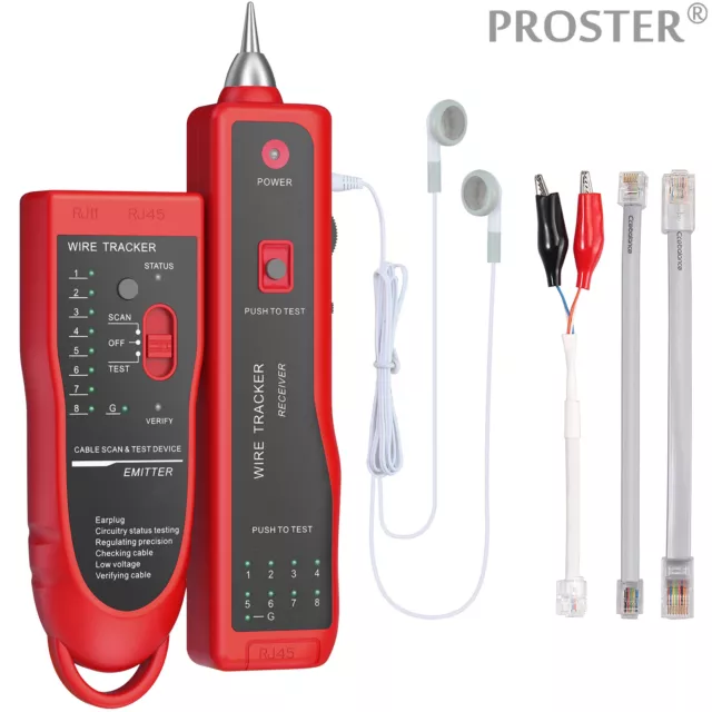 Proster Kabeltester Kabelfinder Leitungstester Netzwerk Draht für RJ45 /RJ11/LAN