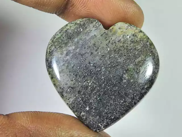 58Cts. Pierre de soleil noire naturelle, cœur, cristal, Cabochon, pierre...