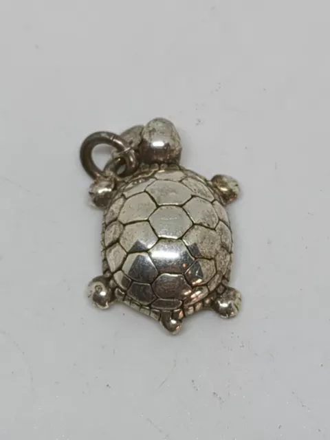 Vintage Sterling Silver 925 Thailand Turtle Pendant Charm