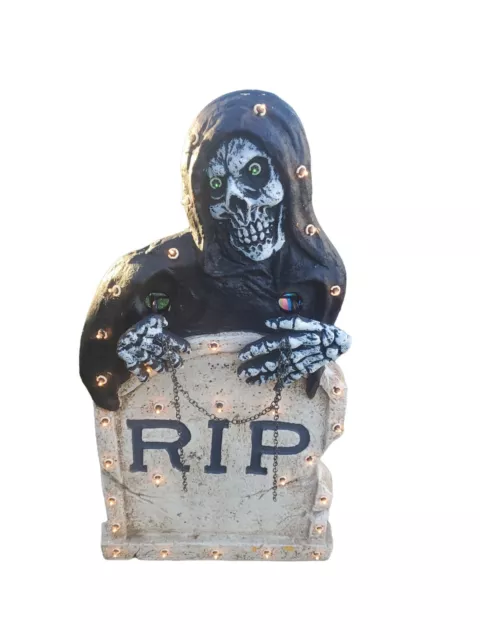 Halloween Animated Multi-Motion Lighted Tombstone and Grim Reaper (See Video)