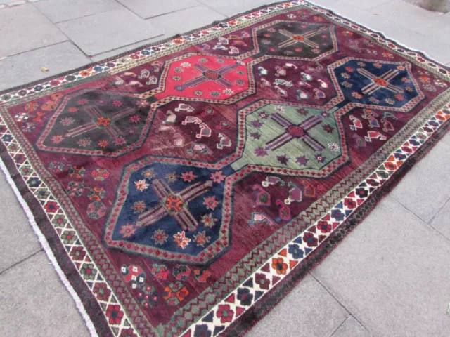 Vintage Worn Hand Made Traditional Oriental Wool Brown Maroon Carpet 275x179cm 2