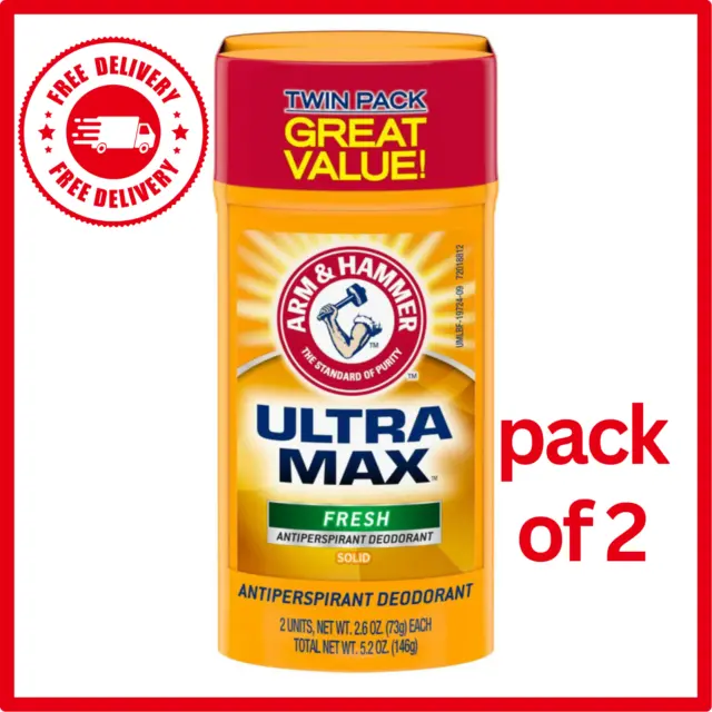 Arm & Hammer ULTRA MAX Deodorant- Fresh- Solid - 2.6oz- Twin Pack (Pack of two)