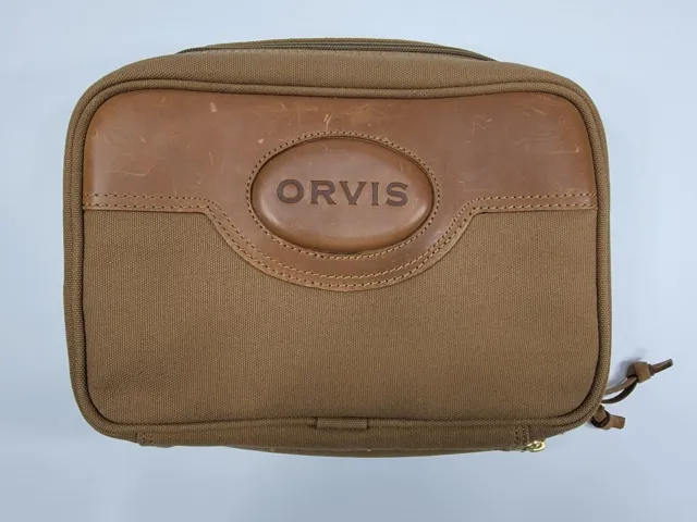 ORVIS BATTENKILL CANVAS Leather Dopp Kit Hanging Travel Bag Fishing ...