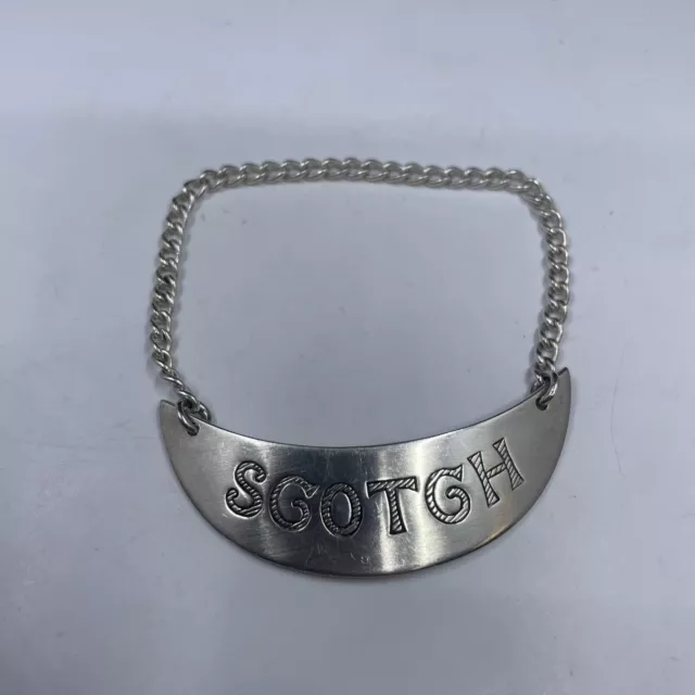 Scotch Liquor Decanter Bottle Tag In Sterling Silver