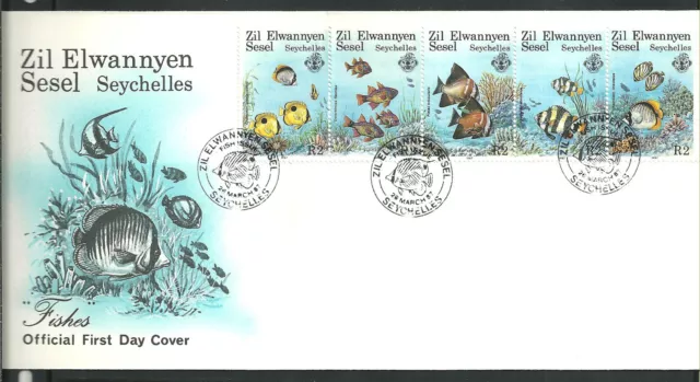 1082/Seychellen Äußere FDC ETB 1987 128-132 Korallen Fische