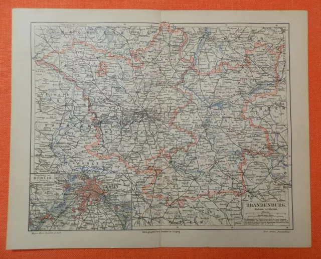 BRANDENBURG  BERLIN Mittelmark Prignitz Uckermark  Potsdam Landkarte  1905