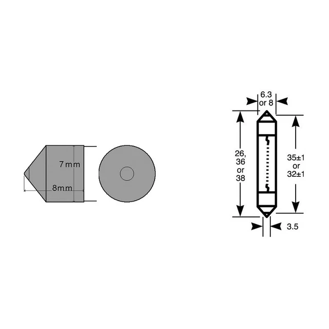 Riatec Scatola 10Pz lampadina Siluro 6V 3W8X31 Sv7-8