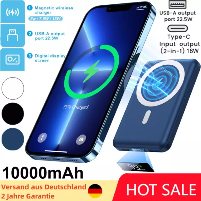 Wireless Power Bank 10000mAh Magnetische Powerbank Mini PD 22.5W mit LED Display