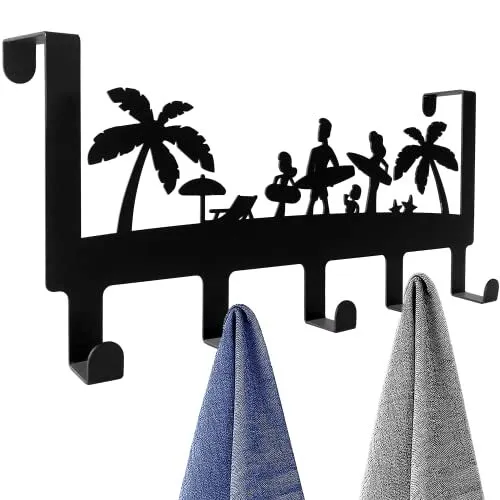 Family Pool Beach Towel Rack for Bathroom Kitchen Over The Door Hooks Robes C...
