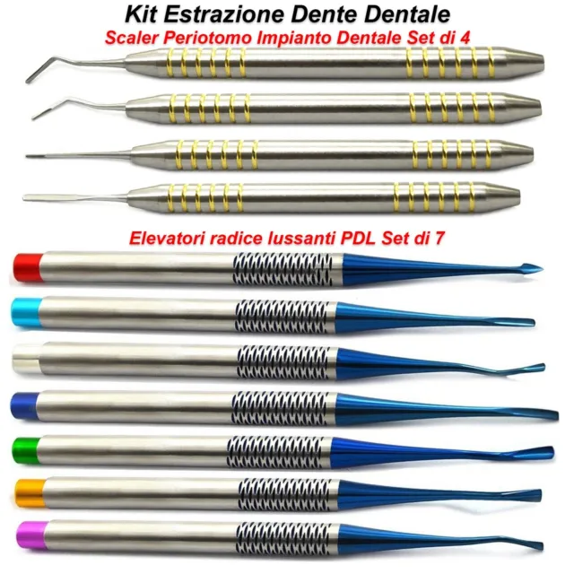 Kit Impianto Estrazione Dente Dentale Periotomo Scalers Elevatori Lussazione PDL