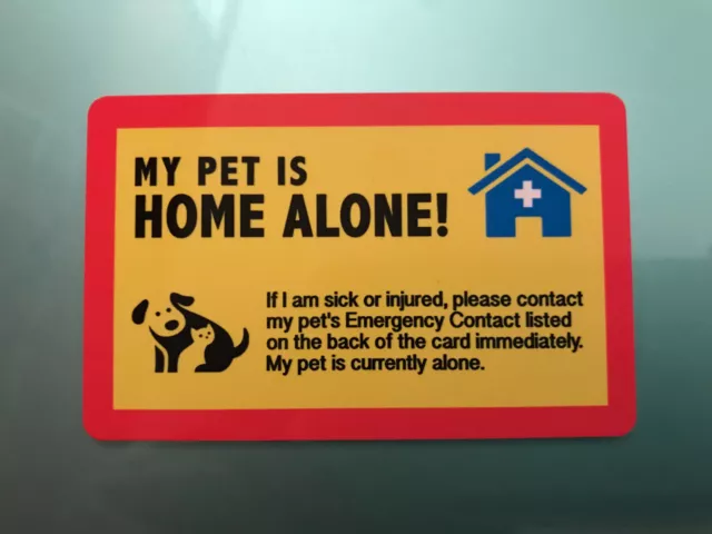 My Dog Is Home Alone - Emergency Dog Cat Pet Id Wallet Card - Yellow/White