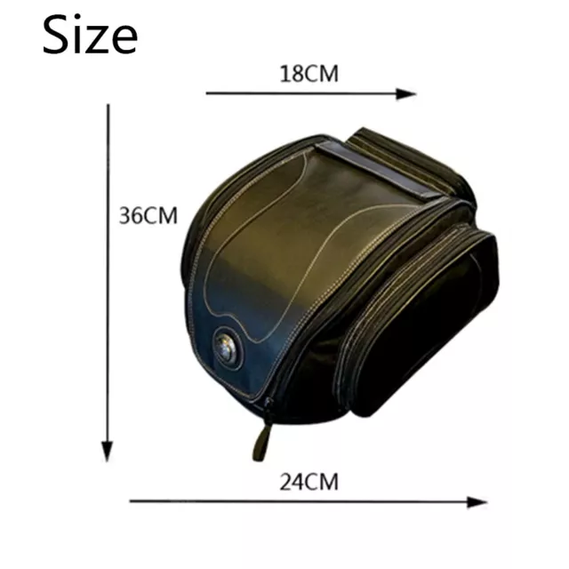 PU Leather Retro Style Motorcycle Rear Bag Tail Seat Riding Bag w/ Rain Cover 1x 2