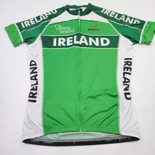 Spin 11 Men's 2XL Green Team Ireland Full Zip Short Sleeve Cycling Jersey EUC