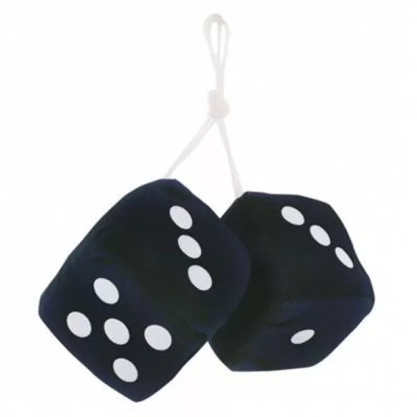 Fuzzy Dice In Black For The Rear View Mirror All Car And Trucks For Fun  3 Inch