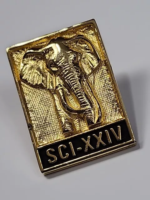 SCI-XXIV Safari Club International Elephant Brooch Pin Gold & Black Colors RARE 3