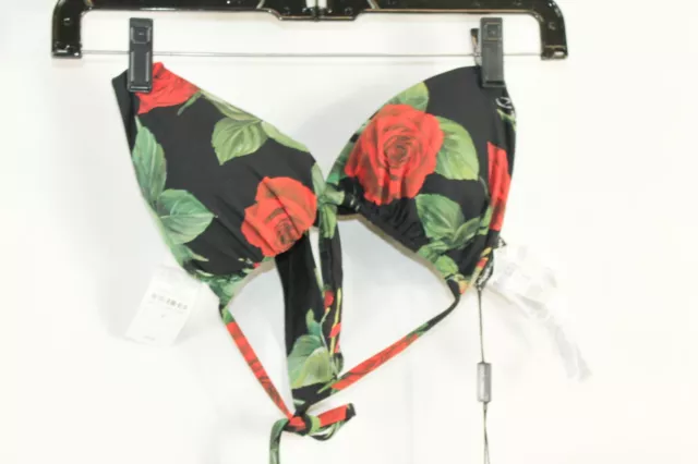 Dolce & Gabbana DNA 90s Womens Black/Red Floral Bikini Top #3 $78