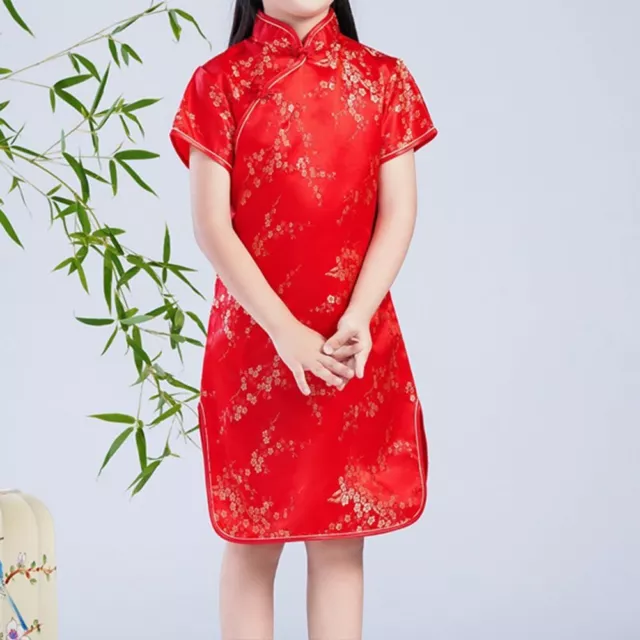 Abito Cheongsam retrò cinese per ragazze in elegante rosso per banchetti festiv 2