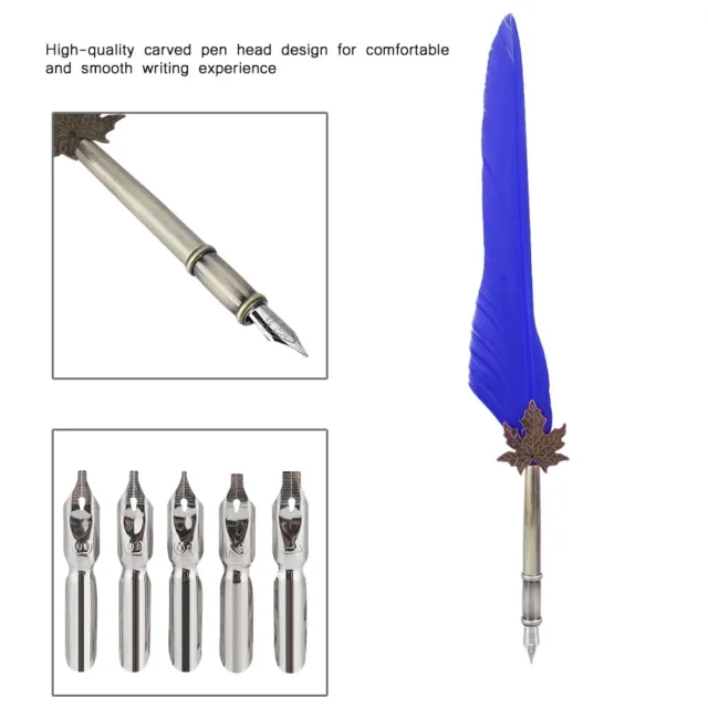 (A))Bewinner1 European Retro Feather Pen Gift Set Alloy Pen - The Alloy Material