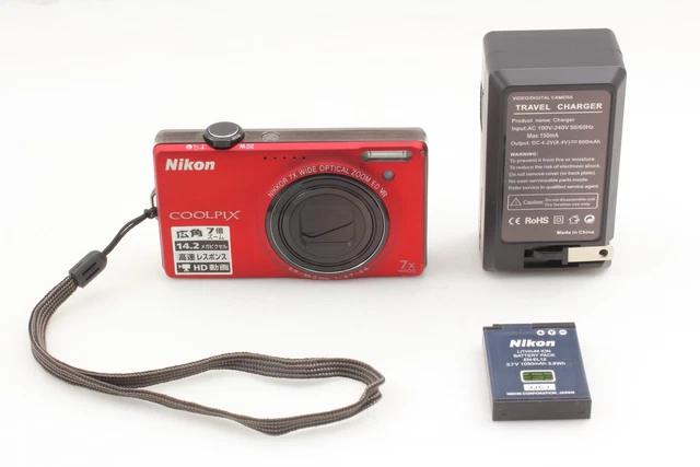 ENGLISH [EXC+5] NIKON COOLPIX S6000 Red 14.2MP Digital