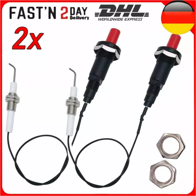 Piezo Zündfunken Set Piezozünder Push Button Zünder Kabel für Gasofen BBQ Grill.