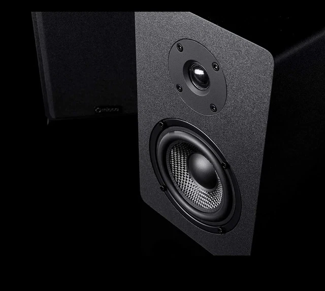 MICCA PB42X POWERED Bookshelf Speakers with 4Inch Carbon Fiber Woofer