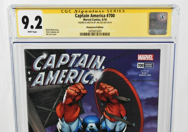 Captain America #700 CGC Graded 9.2 (2018) Signed & Remarked by Jim Lee Marvel 3
