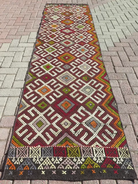 Runner Rug, Stairs Rug, Vintage Turkish Long Kilim, Handmade Rug Runner 31"x118"