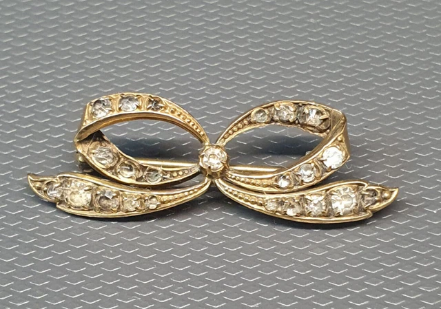 Broche En Forme De Nœud Avec Pierre - Bijou Poinçonné - Occasion