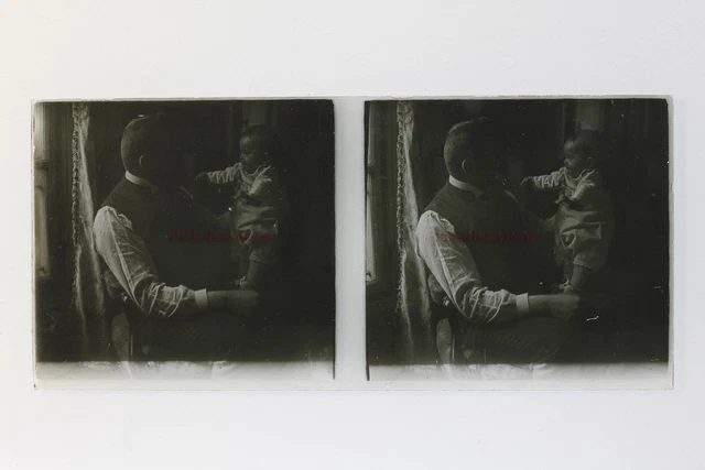 Famille France Photo Stereo Amateur P50L6n2 Plaque de verre Vintage c1910