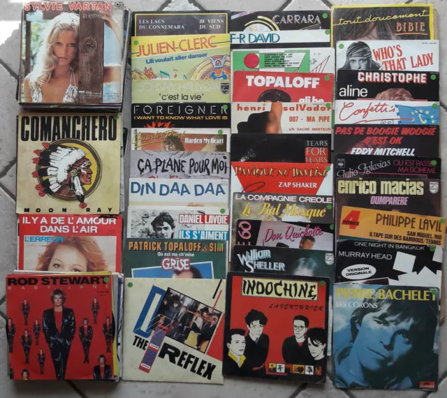 50 anciens disques vinyle 45 tours sans pochettes collection french antique