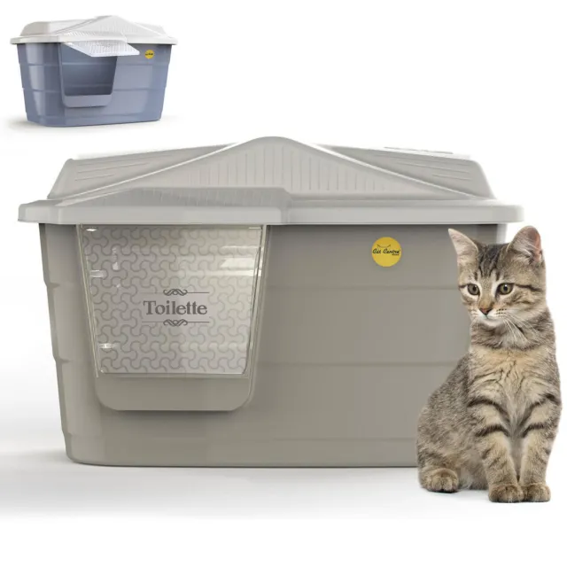 Large Cat Hooded Litter Tray Box or Cat House Spacious Adult Cats Kittens Toilet