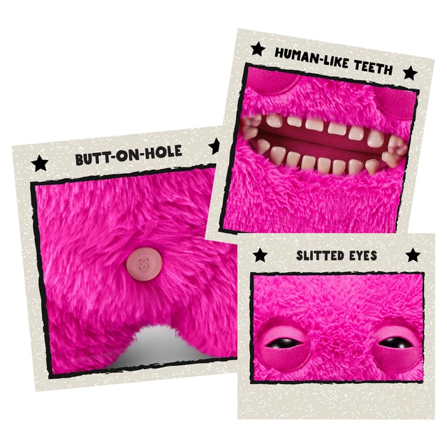 FUGGLER BIGG FUGG XL Mr Buttons Pink Plush - Purple Butt-on Hole - RARE ...