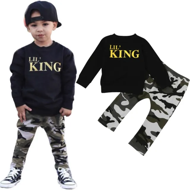 Toddler Kid Baby Boy Shirt Tops+Camouflage Pants Outfits Clothes Set Tracksuit