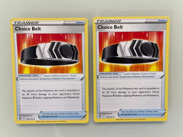 2 x Pokemon Card Brilliant Stars Choice Belt 135/172 NM