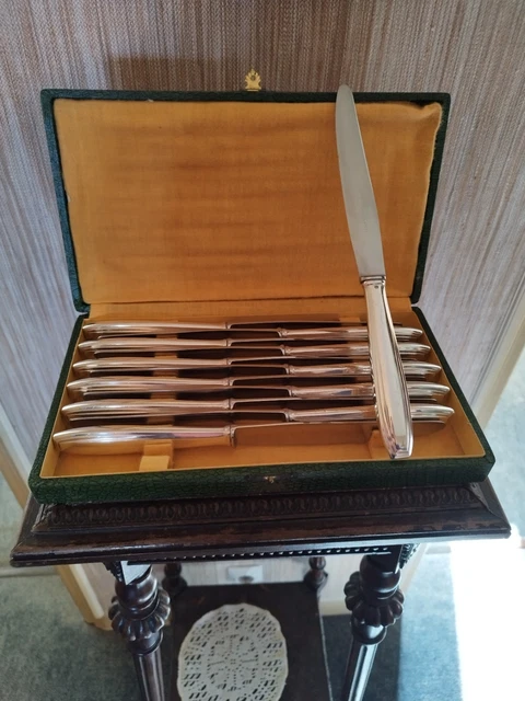 12 COUTEAUX LOUIS XV Métal Argenté Ménagère , Ancien 21,7 cm EUR 110,90