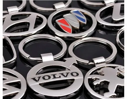 Car Logo Key Chain Keychain Ring Fob Chrome Metal Keyring Car Accessories Gift
