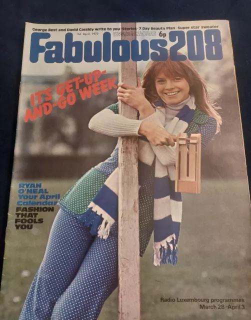 Vintage FABULOUS 208 Magazine 1 APRIL 1972 Ryan O'Neal D Cassidy George Best 69