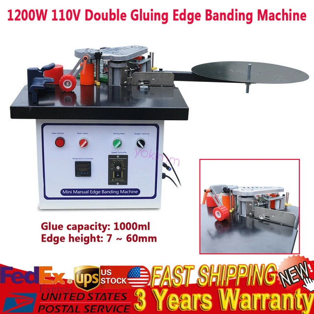 1200W Portable Edge Bander Machine Double Side Gluing Wood Banding Machine NEW