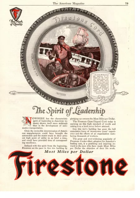 1923 Firestone Cord Tires John W. Griffith Clipper Ship Builder Vintage Print Ad