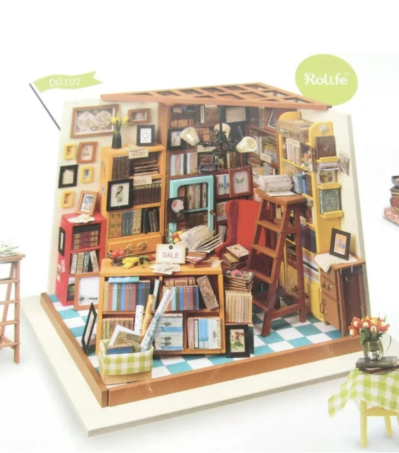 Robotime DG102 Rolife Sam’s Study 3D Model NEW DIY Miniature House Lighted LED