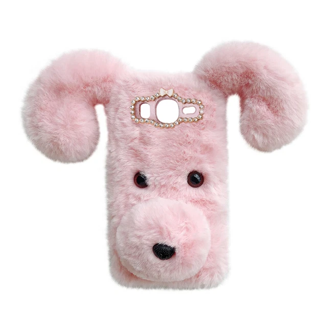 Doux chien en peluche à motifs cas de téléphone mignon mode hiver garder
