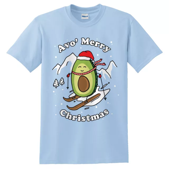 Avo Merry Christmas T-shirt Top Shirt Tee Funny Xmas Avocado Vegan Skiing Have a