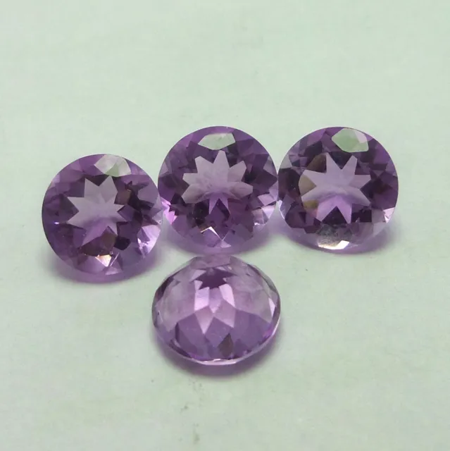 9 MM Rund Schliff AAA Natürlich Amethyst Februar Birthstone für Schmuck 4 Stück