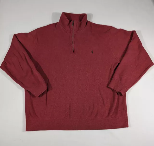 Polo Ralph Lauren Jumper Men's Size XL Red 1/4 Zip Knitted Sweater Pullover