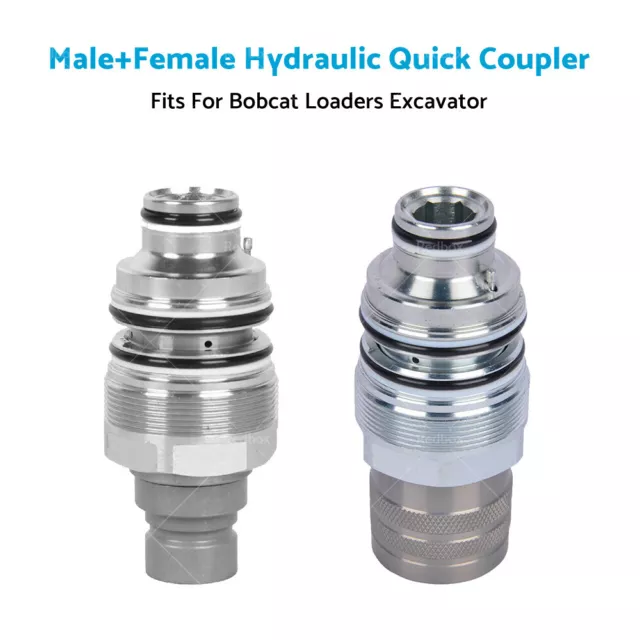 For Bobcat Male & Female Hydraulic Flat Face Quick Coupler 6679837 6680018 46mm