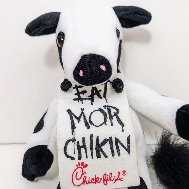 Chick-Fil-A Cow Plush Eat Mor Chikin 9" Black White Sitting Cow